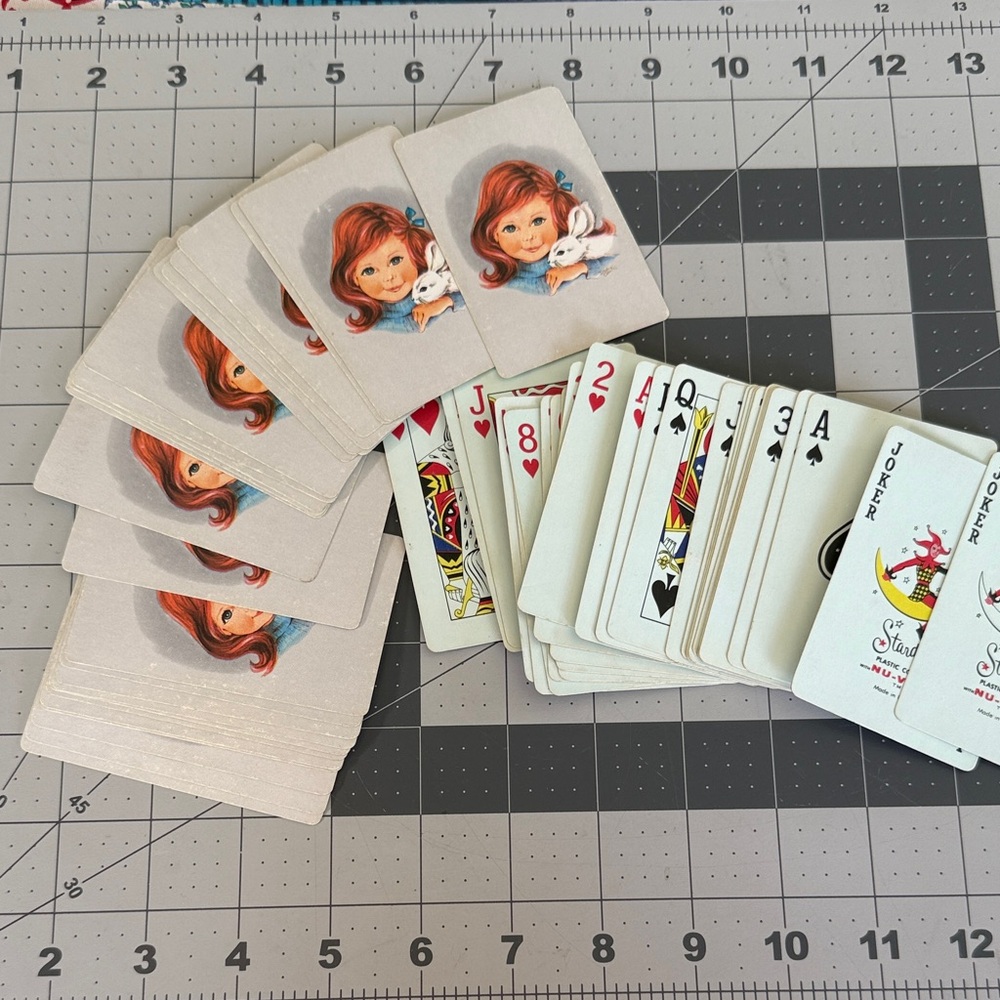 Vintage Stardust Playing Cards – Little Girl with Rabbit Back Design – Complete